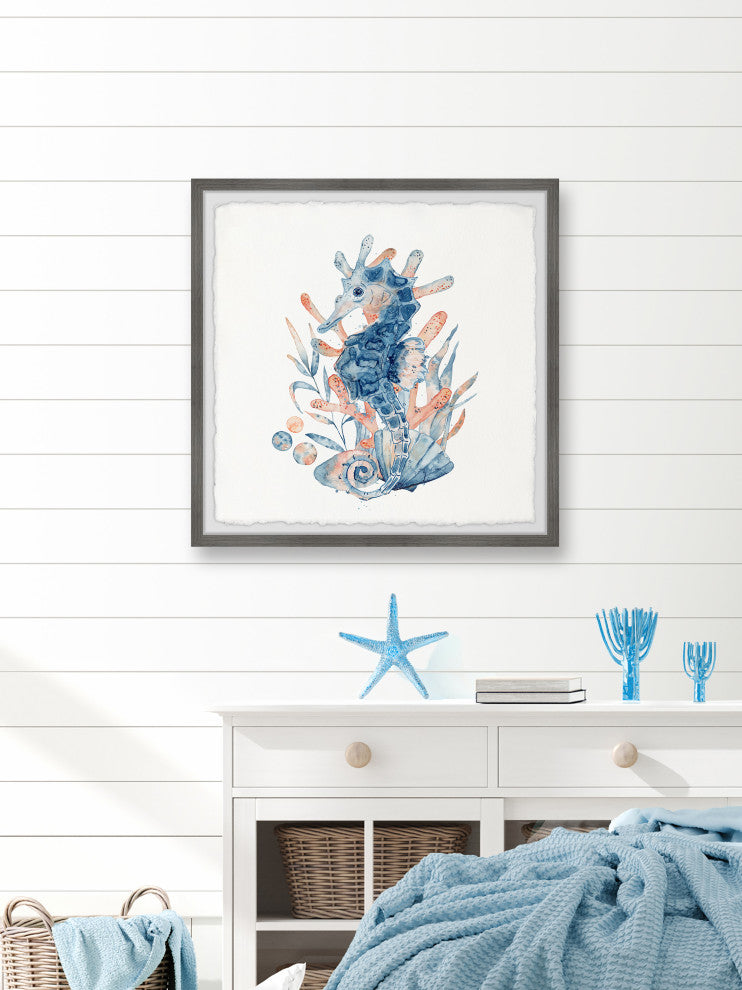 "I Love Seahorses" Framed Painting Print, 12x12