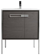 Oakville Bath Vanity, Ceramic Sink, Black Coal Oak, 30 Inch, Chrome Hardware