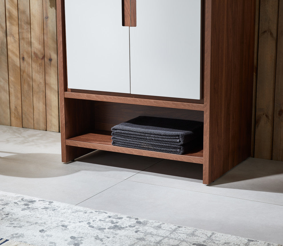 LYON Freestanding Modern Bathroom Vanity, Beige, 30", White Countertop