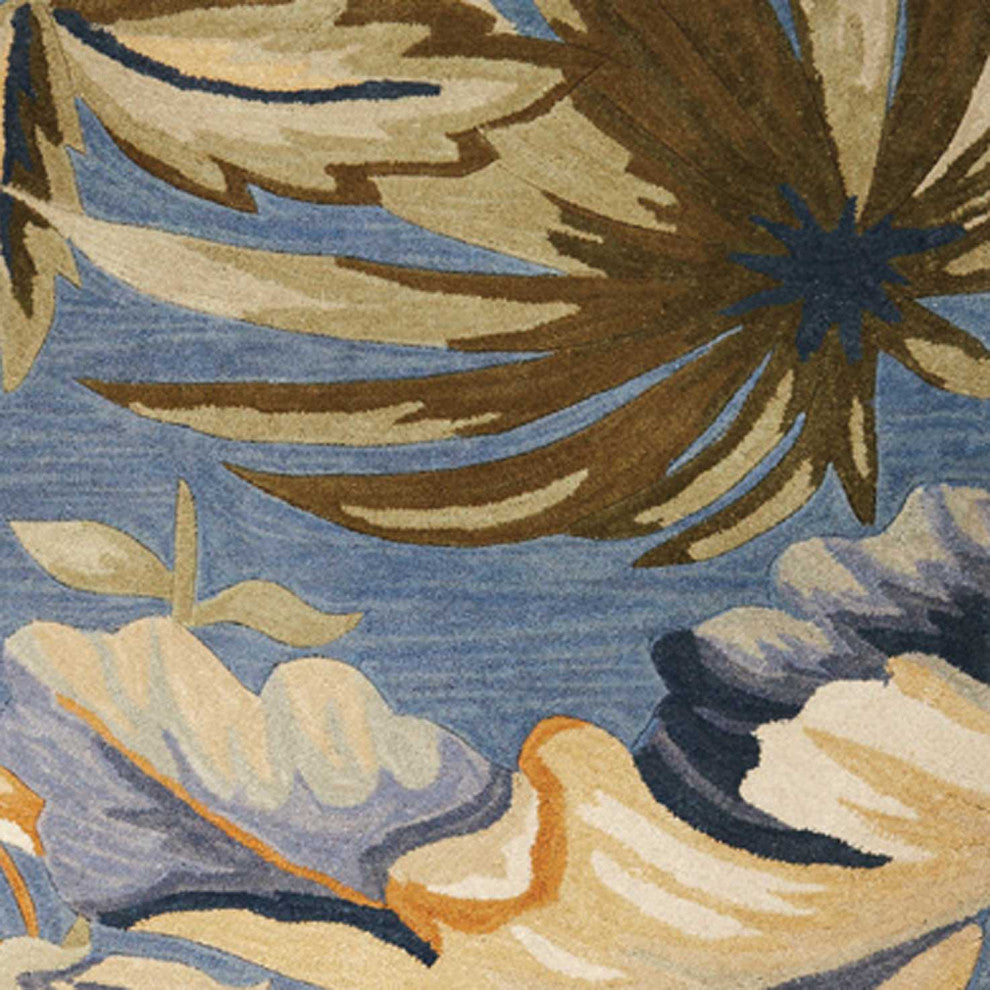 HomeRoots 30" X 120" Blue Wool Rug