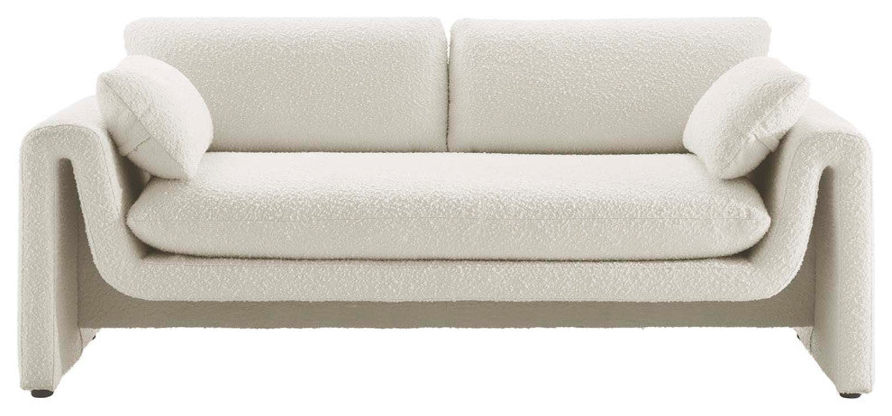 Waverly Boucle Fabric Sofa, Ivory