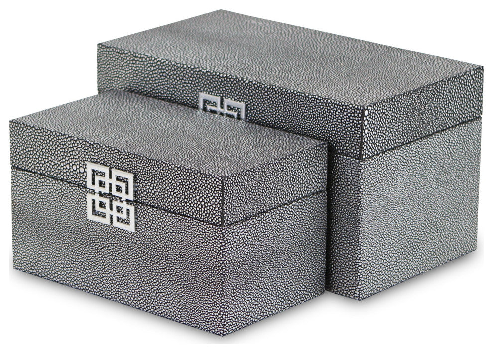 Set of Two Gray Wooden Boxes