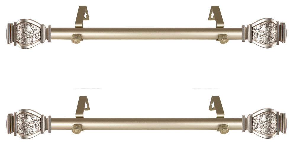 Harrison 1" Diameter Side Curtain Rod 12-20" Long, Set of 2, Light Gold