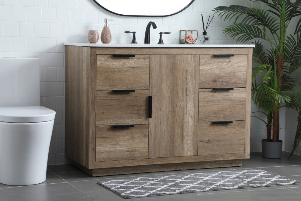Bethany Single Bathroom Vanity, Natural Oak, 48"