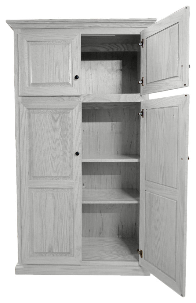 Oak Kitchen Pantry With upper Storage, Bright White Oak