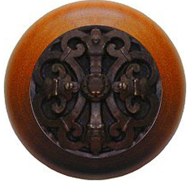 Chateau Cherry Wood Knob, Dark Brass
