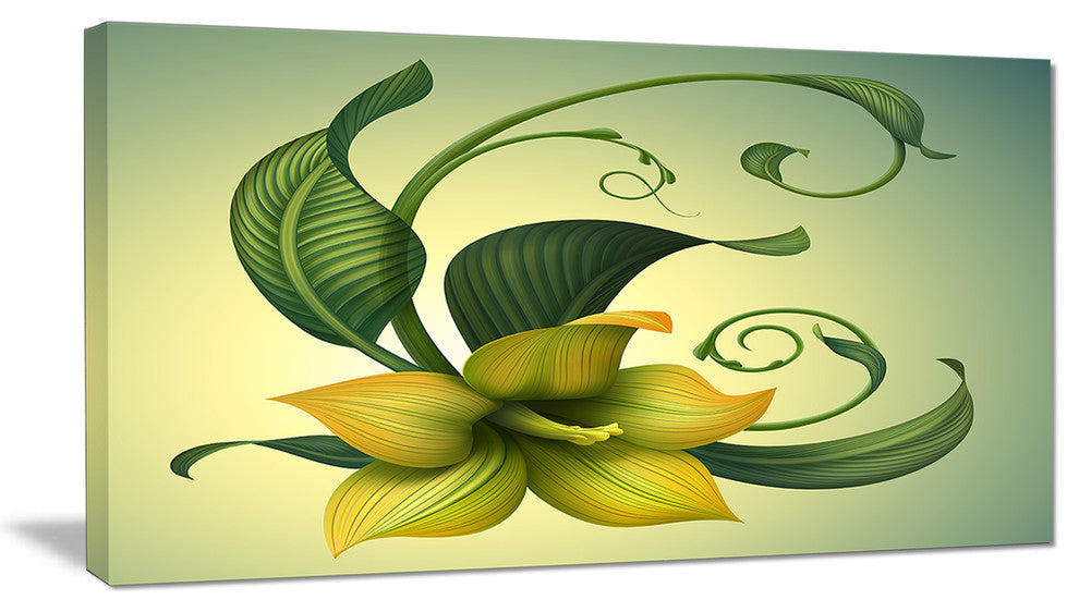 Yellow Fantasy Flower, Floral Canvas Art Print, 40x20