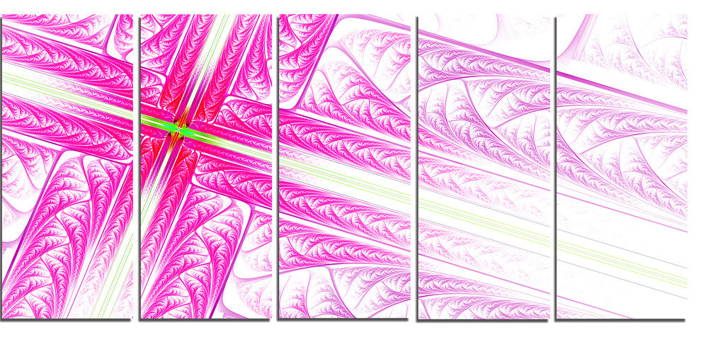 Pink Fractal Cross Design, Abstract Canvas Art Print, 60"x28", 5 Panels