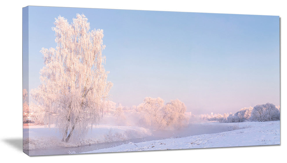 "White Crystal Tree And Landscape" Landscape Print Wall Art, 32"x16"