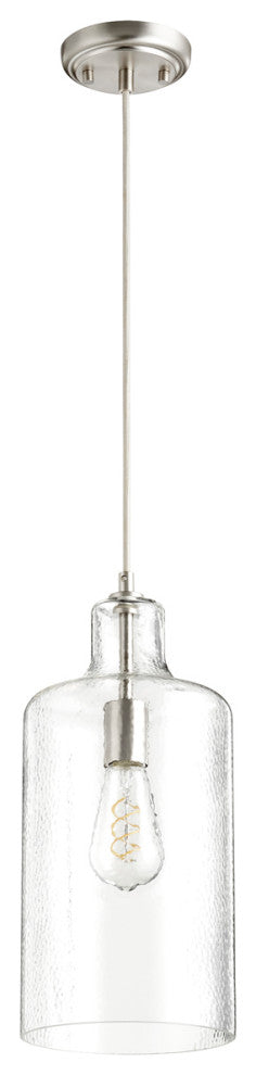 Quorum 8141-65 One Light Pendant, Satin Nickel Finish
