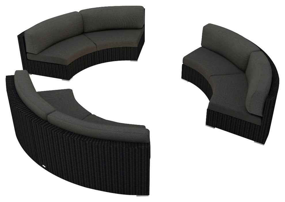 Urbana 3 Piece Curve Sectional Set, Canvas Charcoal