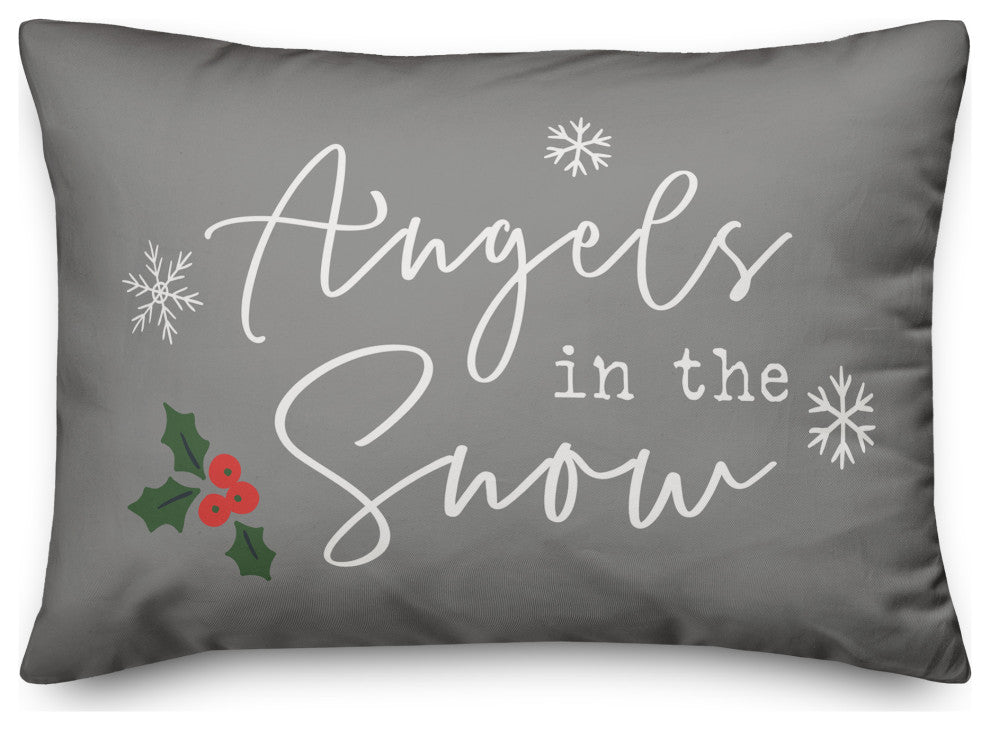 Gray Angels, The Snow 20x14 Spun Poly Pillow