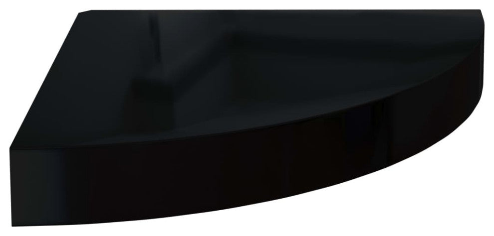 vidaXL Wall Corner Shelves Floating Corner Shelf 2 Pcs High Gloss Black MDF