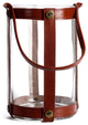 Marstrand Candle Lantern, Dark Brown Leather, Clear Glass