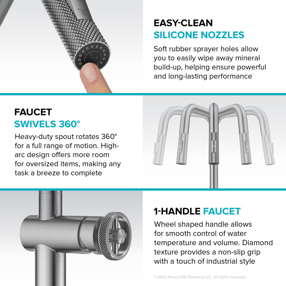 Urbix Bridge Kitchen Faucet, Spot Free Stainless Steel, Kpf-3126sfs