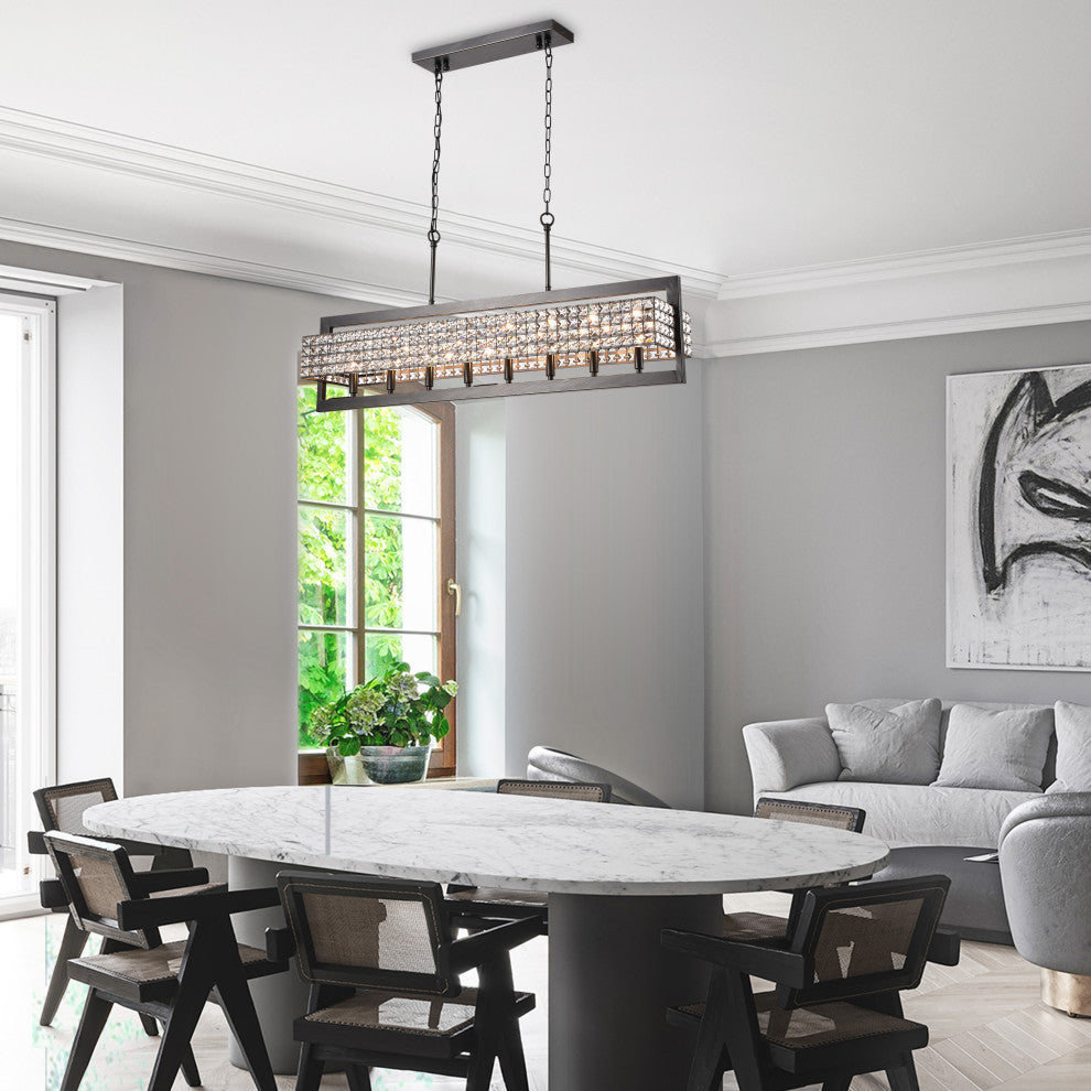 Kari 8-Light Chandelier, Dining/Living Room, Kitchen Island, Black