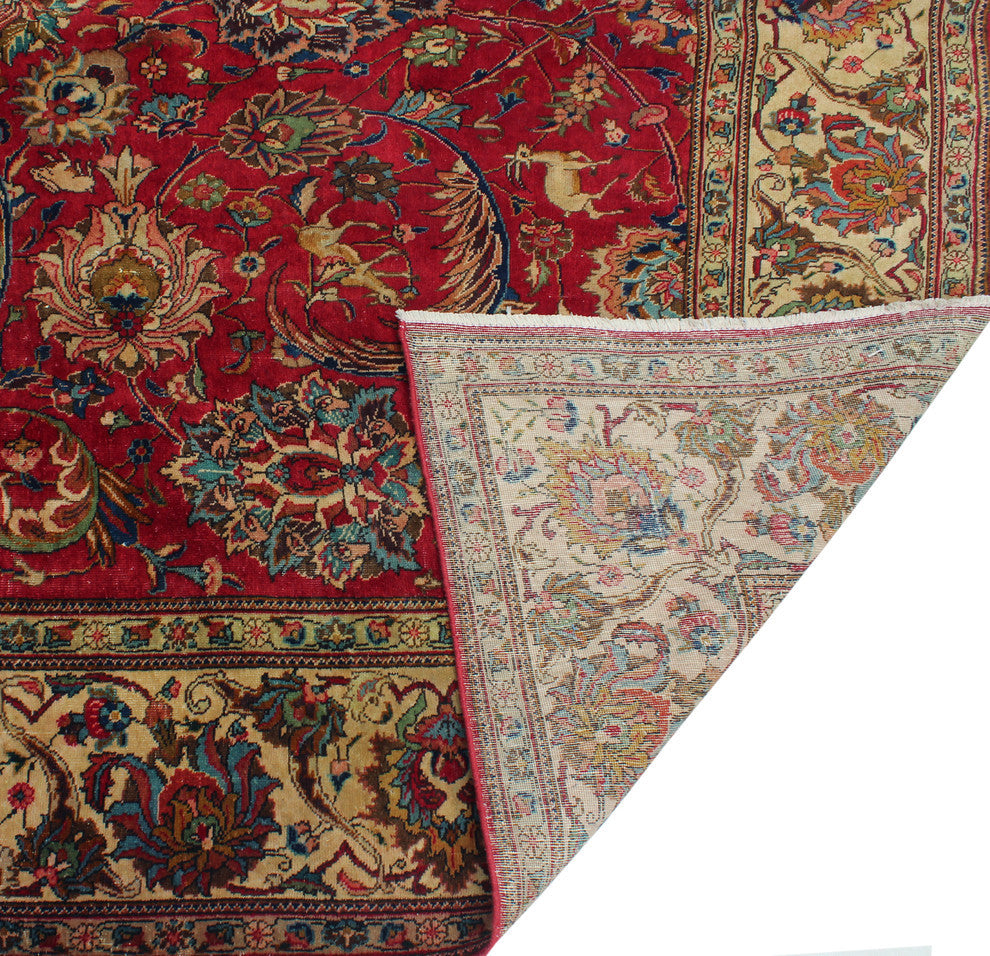 Fine Vintage Distressed Muqtadir Red Rug, 9'5x12'8