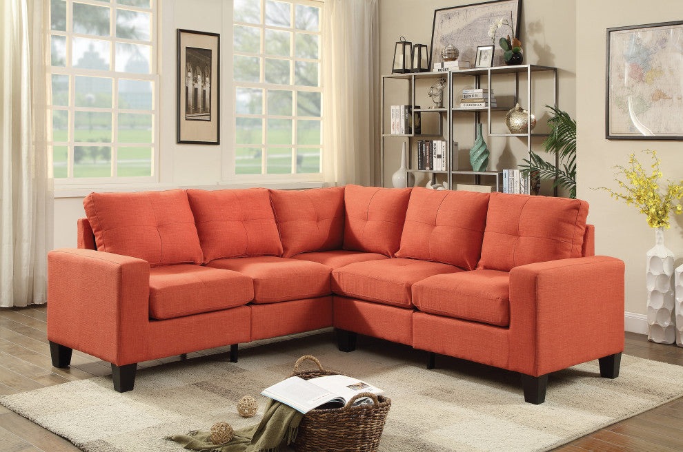 Kidd Sectional, Orange Twill Fabric