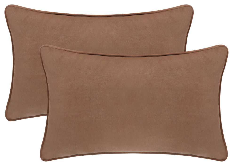 A1HC Soft Velvet Throw Pillow Covers Only, Set of 2, Cocoa, 12"x20"
