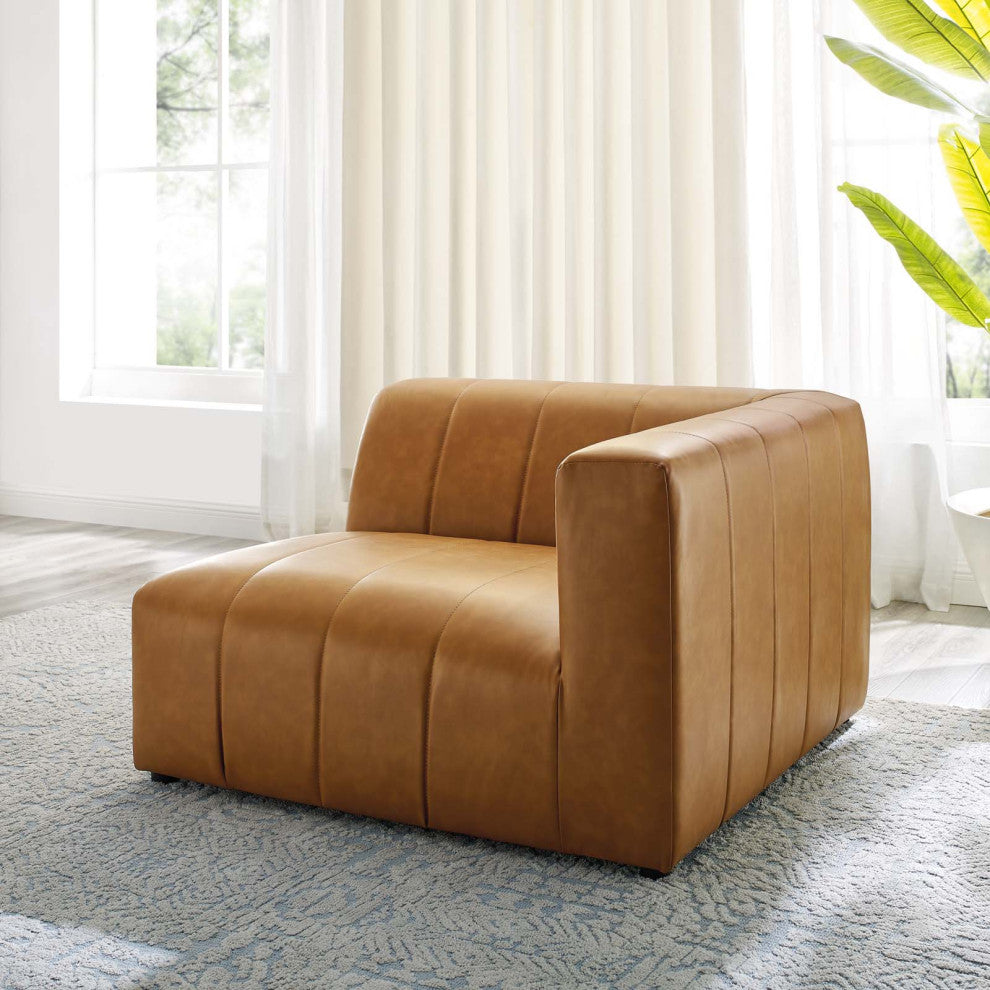 Sofa Corner Chair, Faux Vegan Leather, Tan, Modern, Living Lounge Hospitality