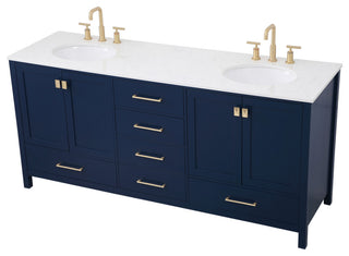 Blue 72" Double Sink Bathroom Vanity