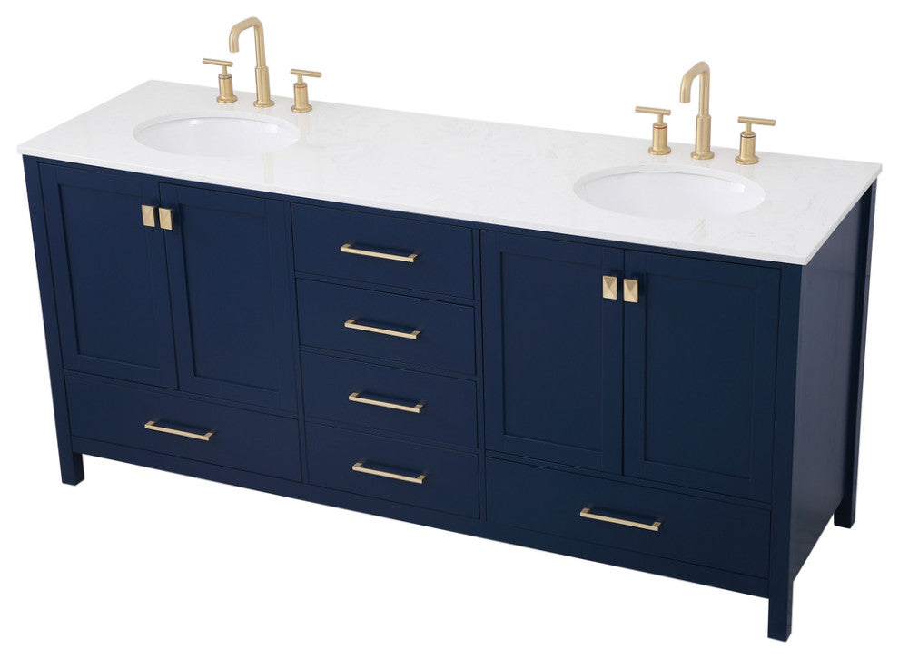 Blue 72" Double Sink Bathroom Vanity
