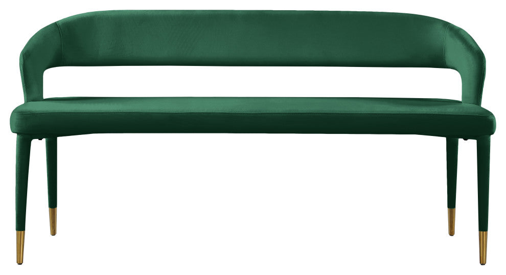 Destiny Upholstered Bench, Green, Velvet