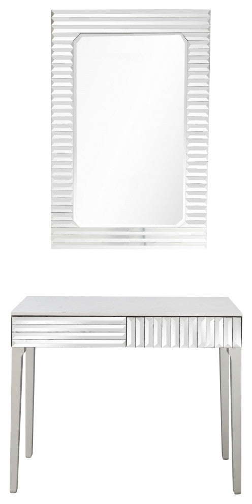 Silver Striped Mirror and Console Table
