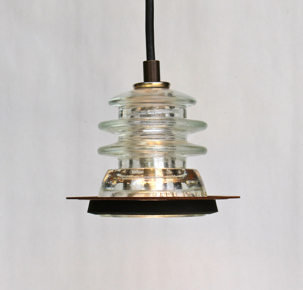 Insulator Light Pendant 5" Rusted Metal Ring