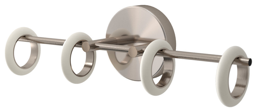 4-Light Loop Ring Bathroom Vanity Light, Brushed Nickel