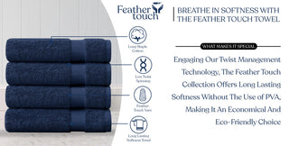 Delara 4-Piece 100% Organic Cotton Plush Bath Sheets, 36"x70", Navy Blue
