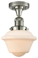 1-Light Oxford 11" Semi-Flush Mount, Polished Nickel, Glass: Matte White Cased