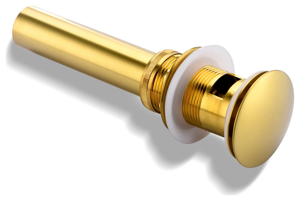 1-5/8" Push Pop-Up Drain Stopper With Overflow for Sink, Brushed Gold