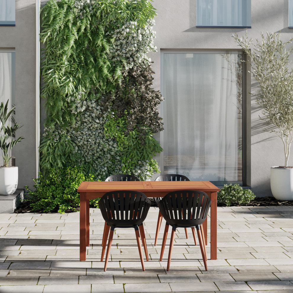 Amazonia Zandvoort 5 Piece Outdoor Rectangular Dining Set With Black Chairs