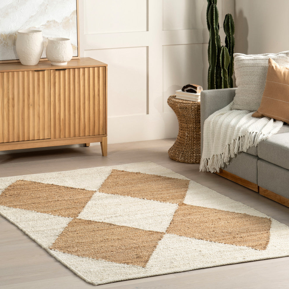 Nuloom Pandora Diamond Jute Rug, Ivory 2'3