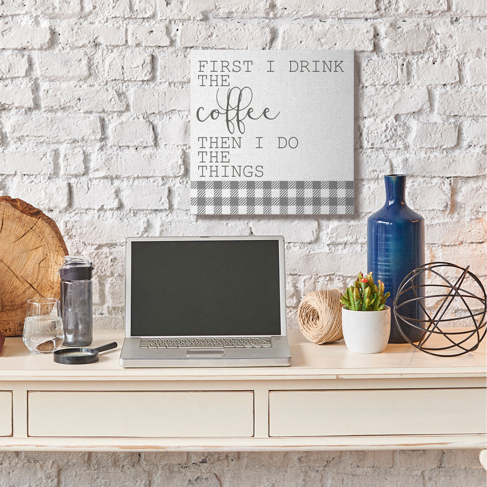 Coffee Funny Word Kitchen Dining Room Neutral, 24"x24"