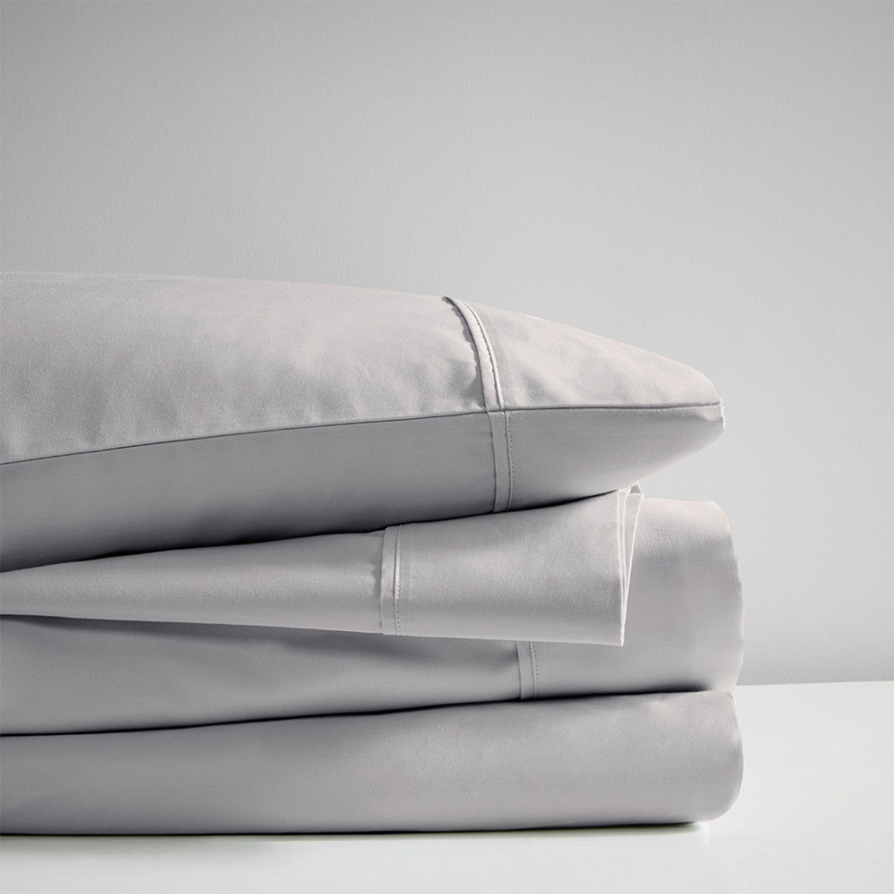 Beautyrest 600 Thread Count Cooling 4-Piece Sheet Set, Light Grey, Queen