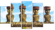 "Moai With Red Topknot Hat" Portrait Canvas Photo Print, 5 Panels, 60"x32"