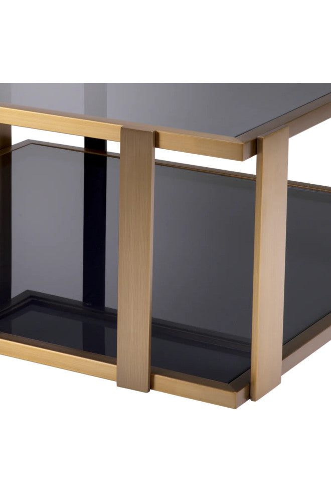 Square Black Glass Coffee Table, Eichholtz Clio