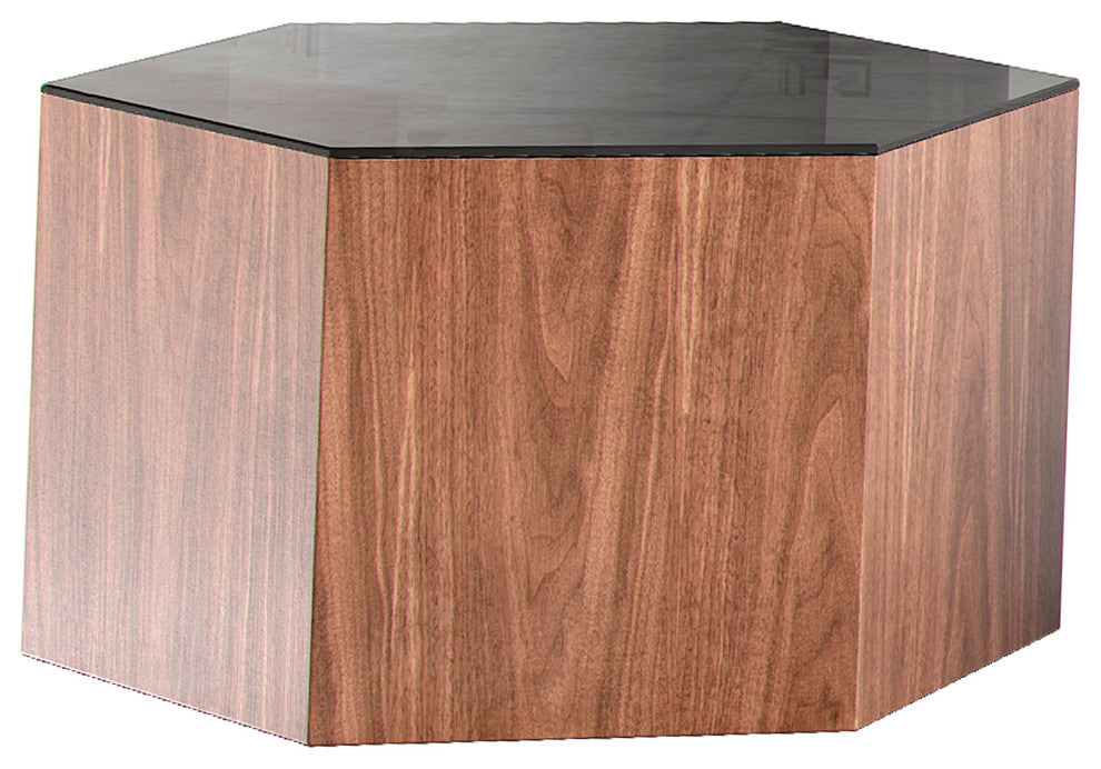 Centre Occasional Table, Black on Walnut, Small 10"