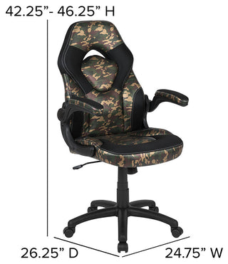 Gaming Desk and Camouflage/Black Racing Chair Set