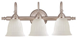 Brunswick Bath Vanity 3-Light Bath Vanity Fixture Vanity, Satin Nickel