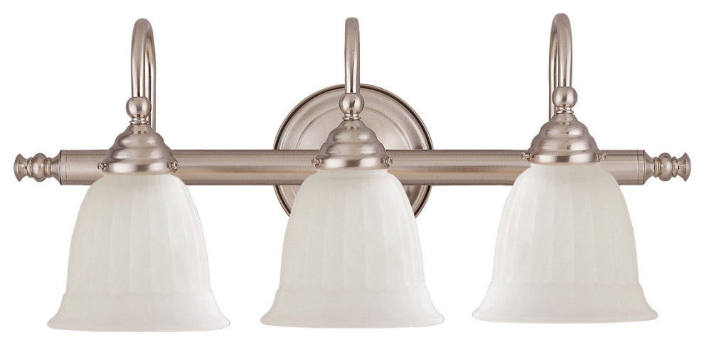 Brunswick Bath Vanity 3-Light Bath Vanity Fixture Vanity, Satin Nickel