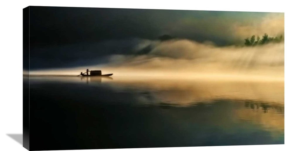 "Fog Sprinkle The East River" Stretched Canvas Giclee by Hua Zhu, 36x20"
