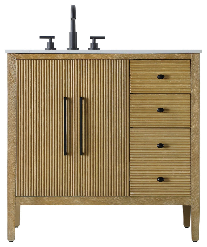 Home Living 36" Single Bathroom Vanity, Linen Oak
