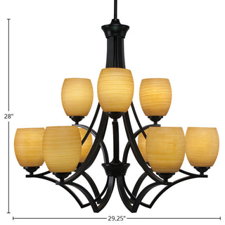 Zilo 9 Light Chandelier, 5" Cayenne Linen Glass
