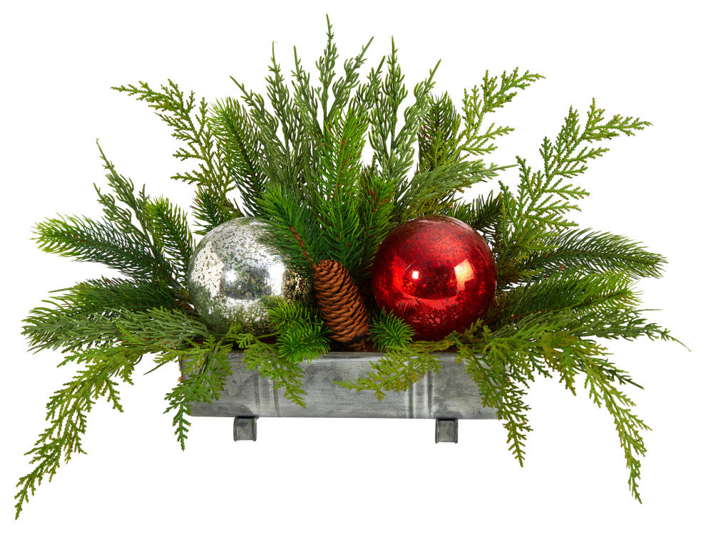 18" Holiday Winter CedarPine Artificial Table Christmas Arrangement
