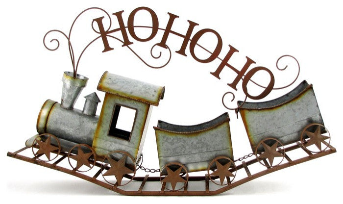 Galvanized Christmas Train "HO HO HO"