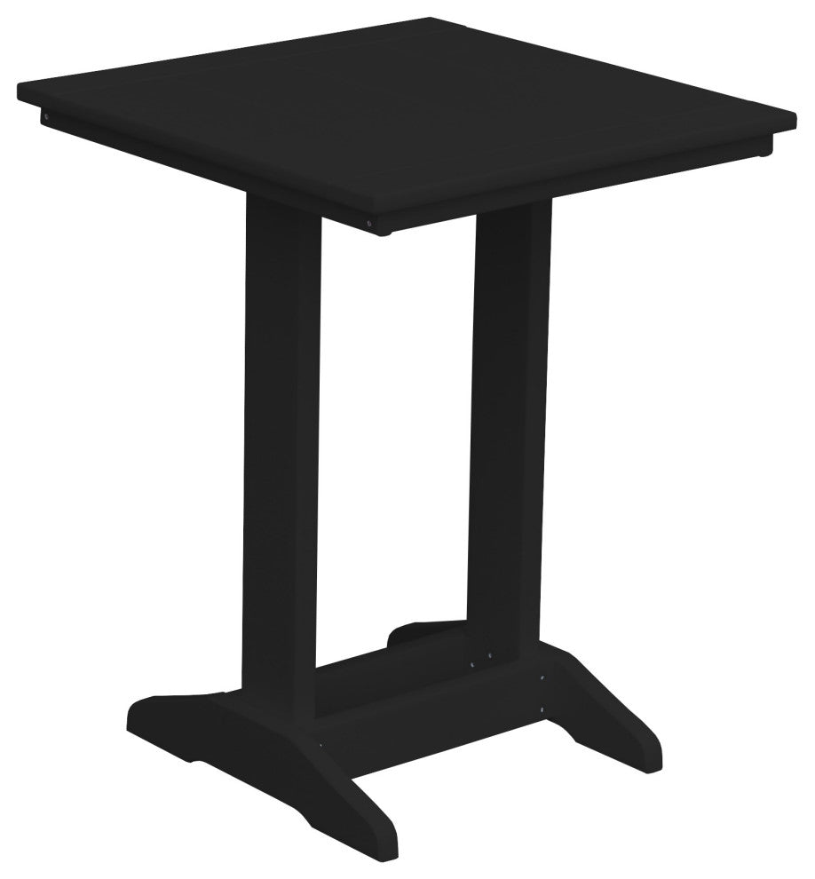Poly Lumber Balcony Side Table, Black, Square