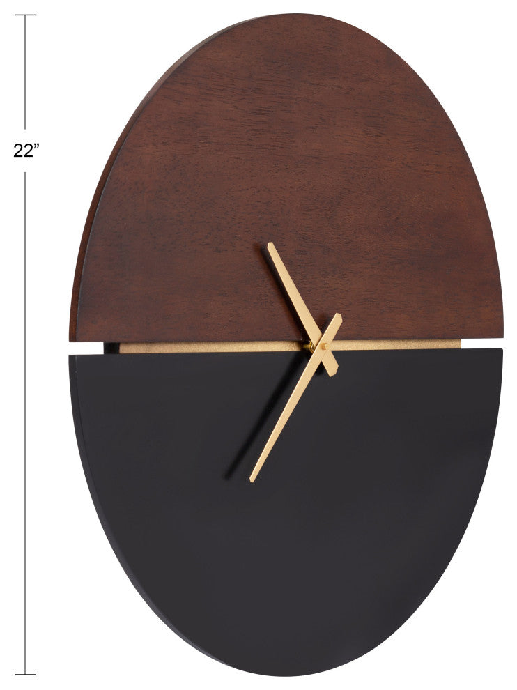 Keene Wall Clock, Walnut Brown/Black, 22"